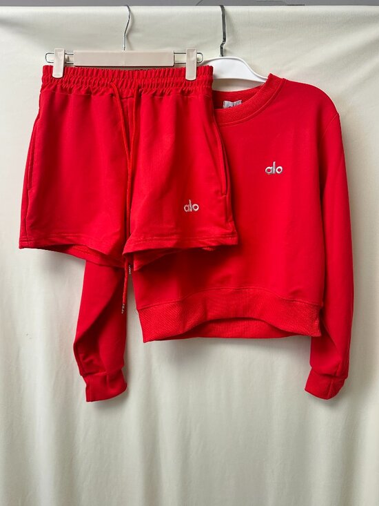 ALO Yoga Tops - ALO Red Long-Sleeve Top & Shorts Set — Size S
